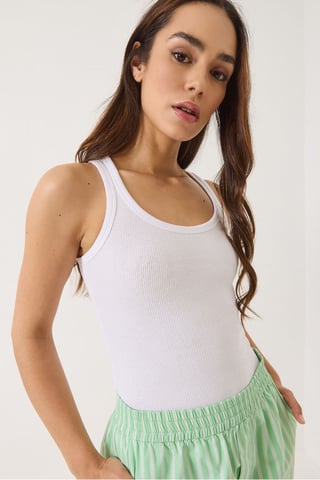Bianco Lucci Geripptes Tanktop - Weiß