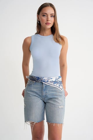 Rippstrick Crew Neck Enges Tanktop