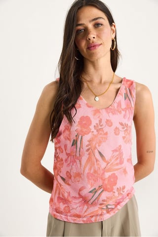 Blumen-U-Ausschnitt ärmelloses Top
