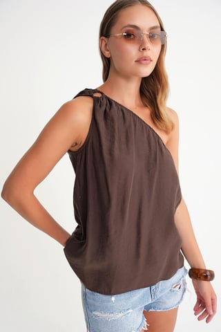 Asymmetrisches Kragen-Accessoire Detailtop
