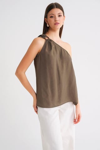 Asymmetrisches Kragenaccessoire Detailliertes Oberteil