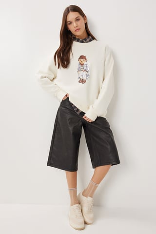 Überdimensioniertes Sweatshirt mit Rundhalsausschnitt und Druckdetails