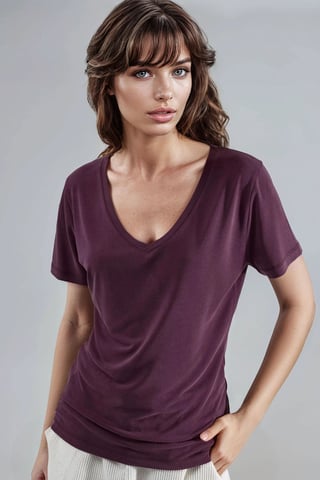 V-Ausschnitt Kurzarm-Modalbluse