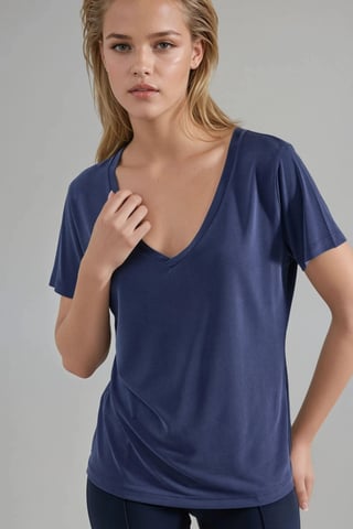 V-Ausschnitt Kurzarm Modal Bluse