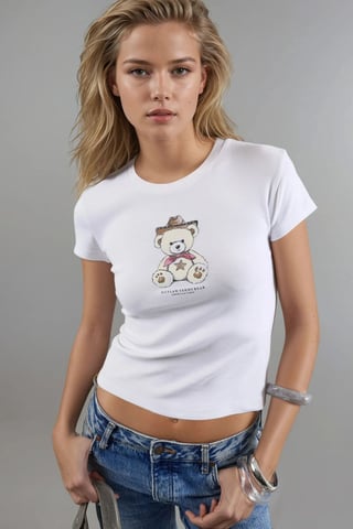 Busem Figurbetontes T-Shirt mit kurzem Arm aus Baumwollmischung - Weiß