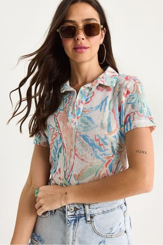 Blumen Polohemd Bluse