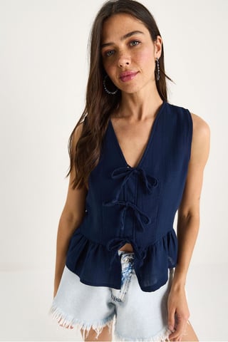 V-Ausschnitt Crepe-Bluse mit Schlips