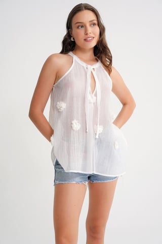 V-Ausschnitt Bluse mit Bindeband und Rüschen