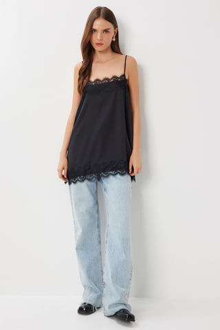 Spitzenverzierte Satinbluse