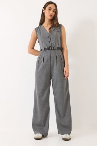 V-Ausschnitt Jumpsuit mit weitem Bein und Schleifendetail