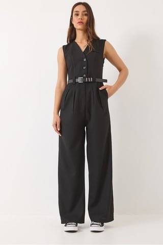 V-Ausschnitt Jumpsuit mit weitem Bein und Schleifendetail