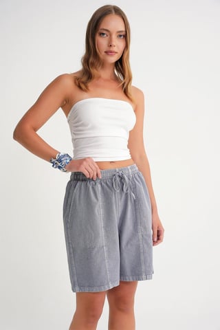 Hochtaillierte Baumwoll-Shorts mit Kordelzug