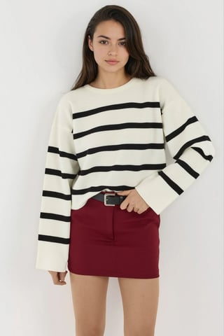 Gestreifter Relaxed Fit Kürzer Pullover