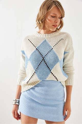 Pullover mit geometrischem Muster und Rundhalsausschnitt