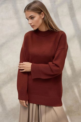 Dicker Strick Rundhalsausschnitt Langpullover