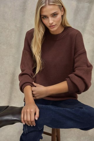 Dicker Strickpullover mit Rundhalsausschnitt