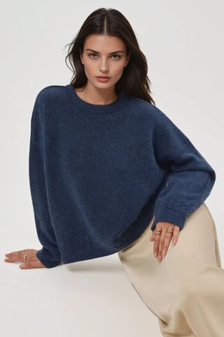 Geflochtener, detailliert strukturierter Rundhals-Pullover