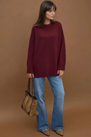 Dicker Strick Crewneck Langpullover