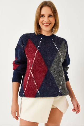 Übergroßer Pullover mit Diamantdruck