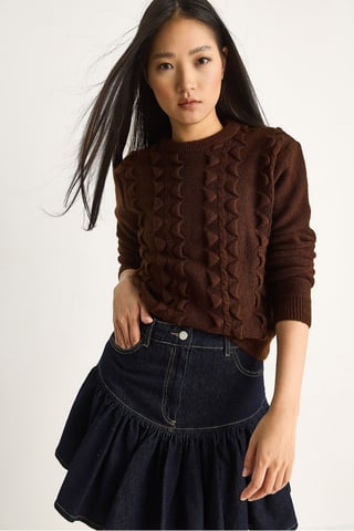 Strukturierter Rundhals-Pullover