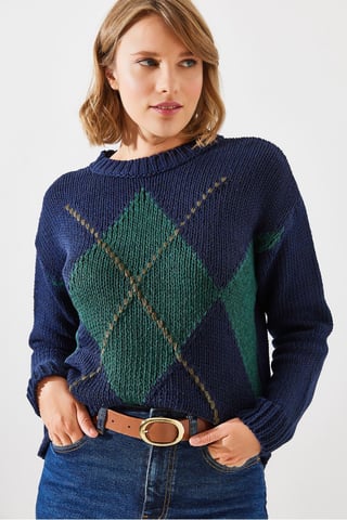 Pullover mit geometrischem Muster und Rundhalsausschnitt