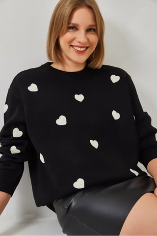 Bestickter Rundhalsausschnitt Freizeitpullover