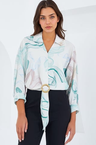 Bedrucktes Crop-Shirt mit Pompon-Detail