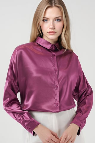 Übergroßes Satin-Knopfhemd