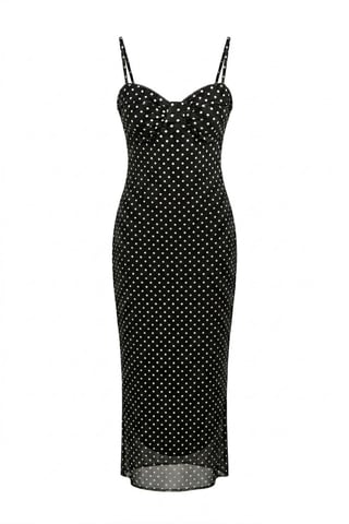 Hüftfreies Polka-Dot-Tüll-Midi-Kleid
