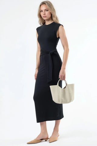 Midi-Kleid mit Bindungsdetails