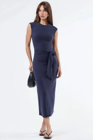 Midi-Kleid mit Bindungsdetails