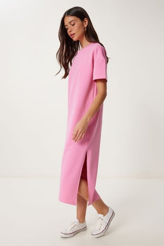 Midi Baumwollkleid mit Schlitz
