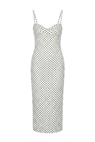 Trägerloses Polka-Dot-Tüll-Midi-Kleid