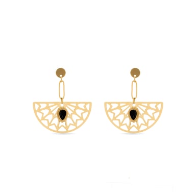 Luxenter Onyx-Ohrringe aus 18 Karat Gelbgold - Tawa