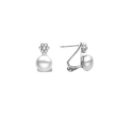 Luxenter 925 Sterling Silber Ohrringe mit rhodinierter weißer Perle - Altul