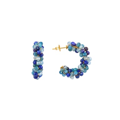 Luxenter Ohrringe aus 925er Sterlingsilber mit dunkelblauem Kristall in 18K Gelbgold - Lazum