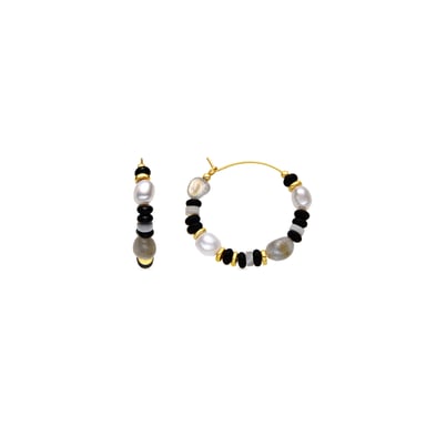Luxenter Sterling Silber 925 und Onyx 18k Gold Finish Ohrringe - Nanys