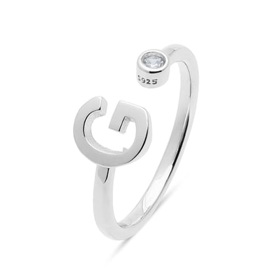 Luxenter 925 Sterling Silber Ring mit rhodiniertem Brillant Zirkonia - Alphabet