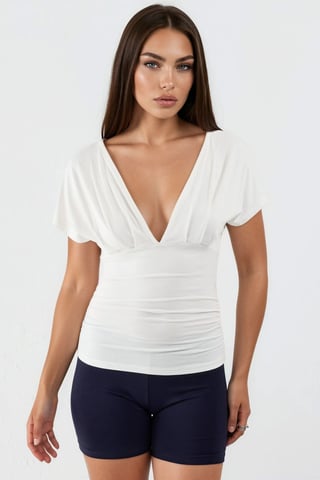 V-Ausschnitt Bluse mit Schleifen-Detail