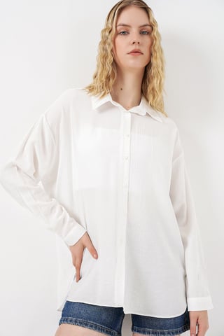 Oversized Langarm-Hemd mit Knopfleiste