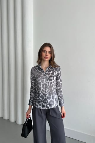 Leopardenmuster Knopf-Down Hemd
