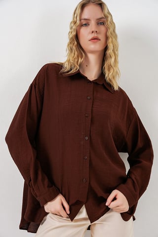 Oversized Langarm-Hemd mit Knopfleiste