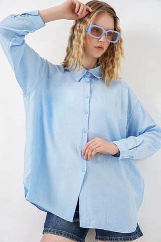 Oversized Langarm-Hemd mit Knopfleiste