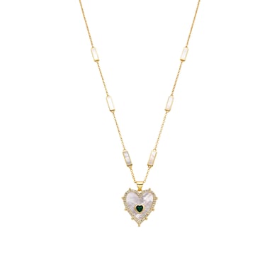 Luxenter-Halskette aus 925er Sterlingsilber und weißem Perlmutt mit 18k Gold-Finish - Limy