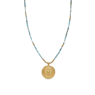 Luxenter Halskette mit blauem Kristall 18k goldfarben - Thyu