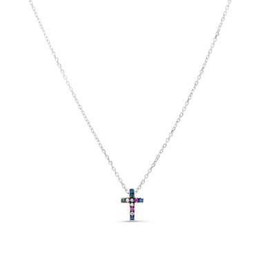 Luxenter Sterling Silber 925 Halskette mit mehrfarbigen Zirkonia rhodiniert - Sharra