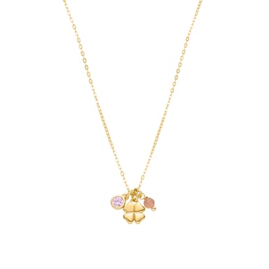 Luxenter Halskette aus 925er Sterlingsilber mit rosa Zirkonias in 18K Gelbgold - Douala