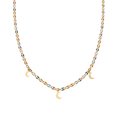 Luxenter Halskette aus 925er Sterlingsilber und mehrfarbig lackiertem 18k Gold - Liesi