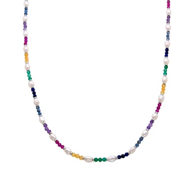 Luxenter Sterling Silber 925 Halskette mit mehrfarbigem rhodiniertem Kristall - Biroal