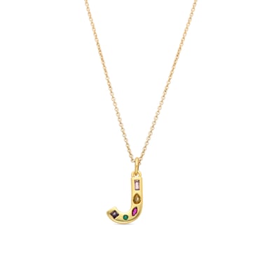 Luxenter Halskette mit mehrfarbigen Zirkonia 18k Gold Finish - Alphabet